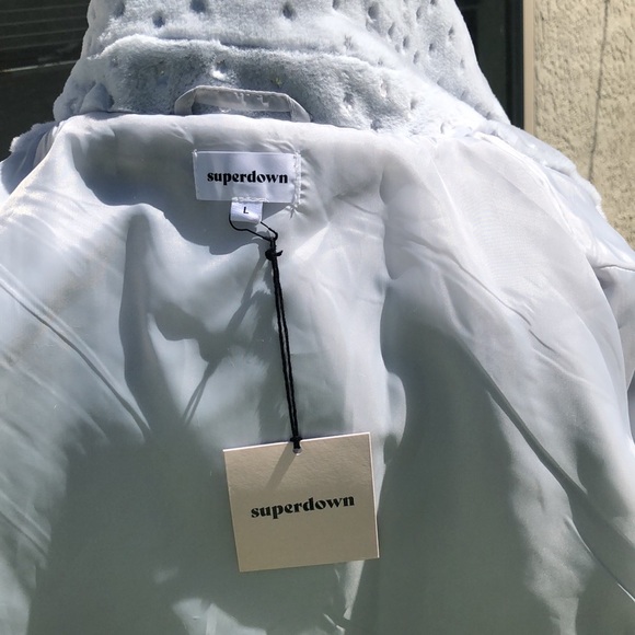 Revolve Superdown faux fur coat in grey metallic - Picture 7 of 7